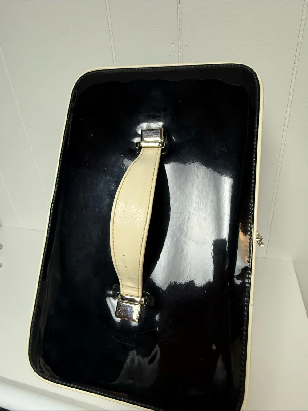 Vintage Lancôme Makeup Train Case | Black Cream Red | Eiffel Tower Zipper Charms